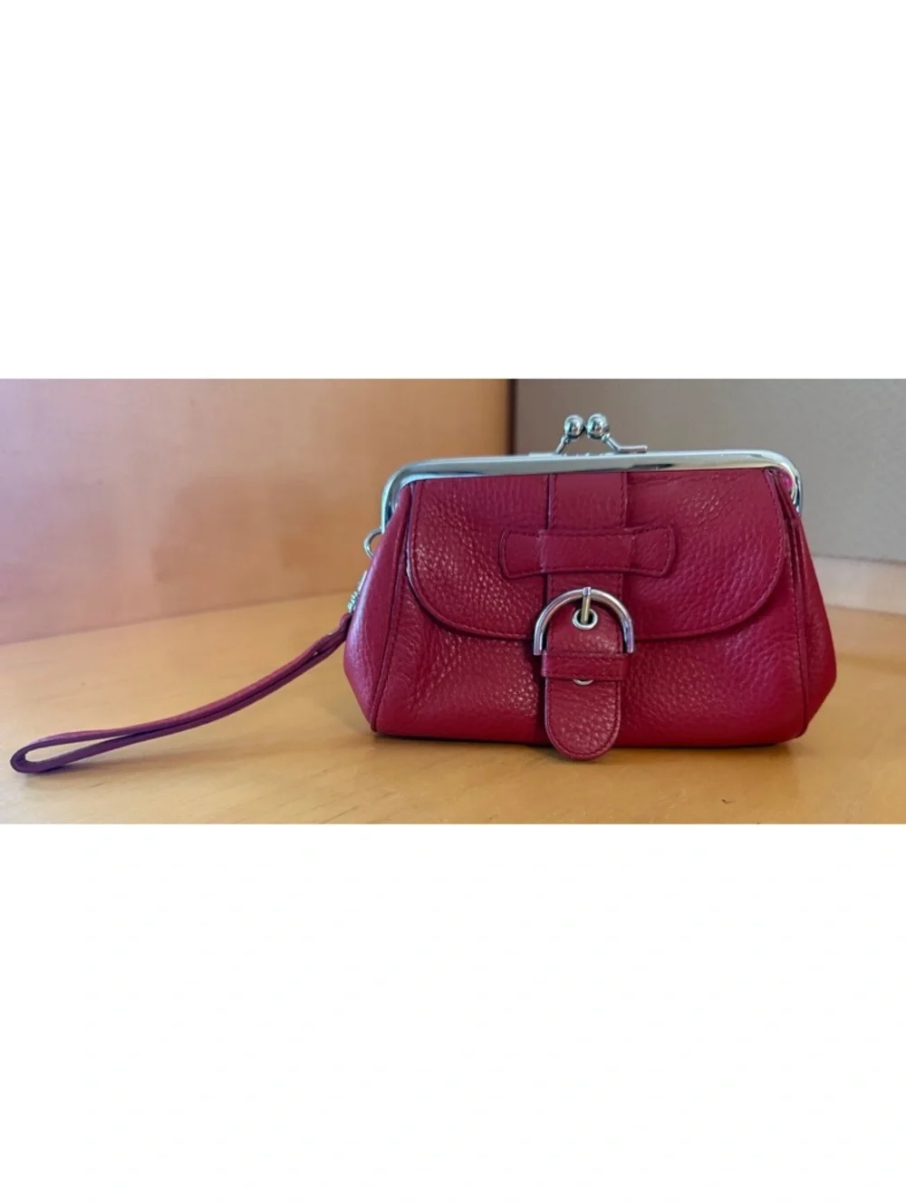 Talbots red leather wristlet